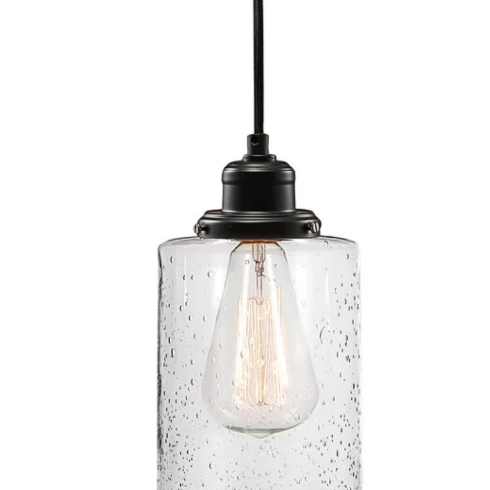 Set of 3 Ballard Designs Seeded Glass Pendant Lights – Bronze
